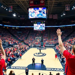 Fans cheering at the 2025 NCAA Women's Basketball Tournament