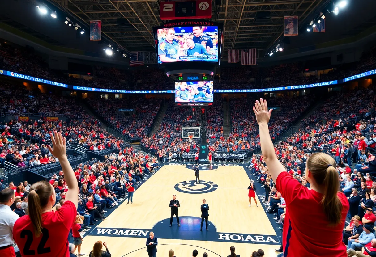 Fans cheering at the 2025 NCAA Women's Basketball Tournament