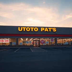Advance Auto Parts store with closing signs