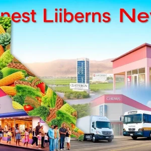 An artistic representation of California business trends and community events.