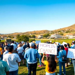 A diverse group of Californians engaging in community activities, representing political engagement and hope for change.