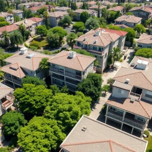 Aerial view of California rental apartments