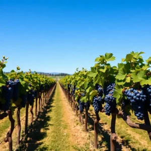 Beautiful California vineyards with ripe grapes ready for harvest.