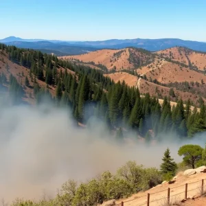 Firefighters managing controlled burns in California's forests.