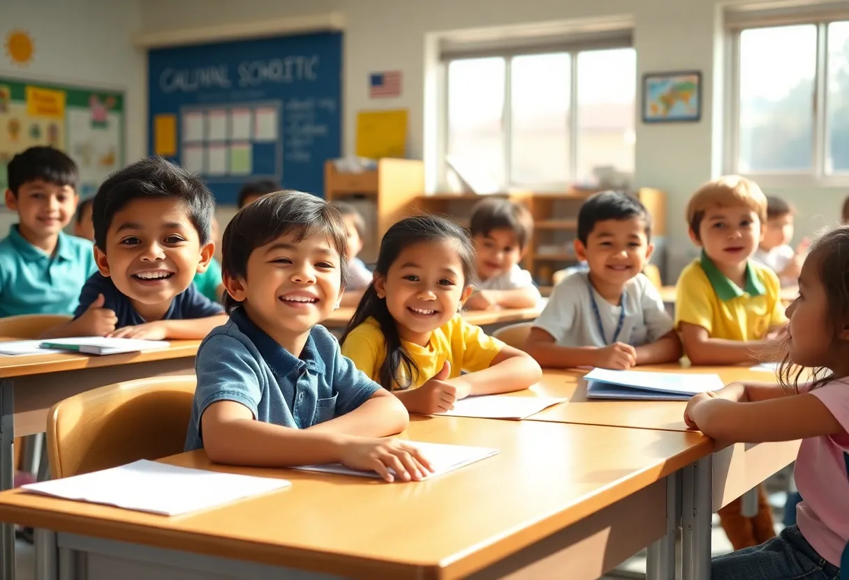 Students in a classroom in Coronado, California focusing on learning.