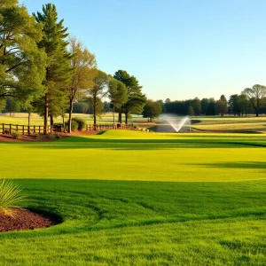View of Coronado Golf Course focusing on new irrigation systems and turf reduction areas