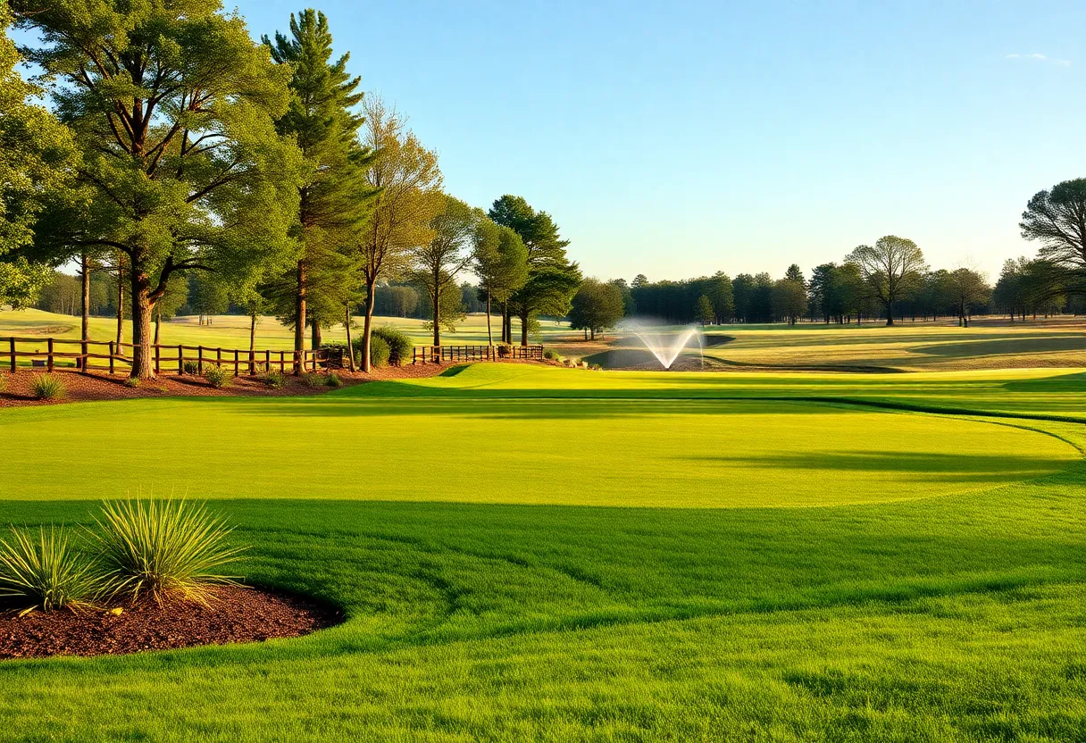 View of Coronado Golf Course focusing on new irrigation systems and turf reduction areas