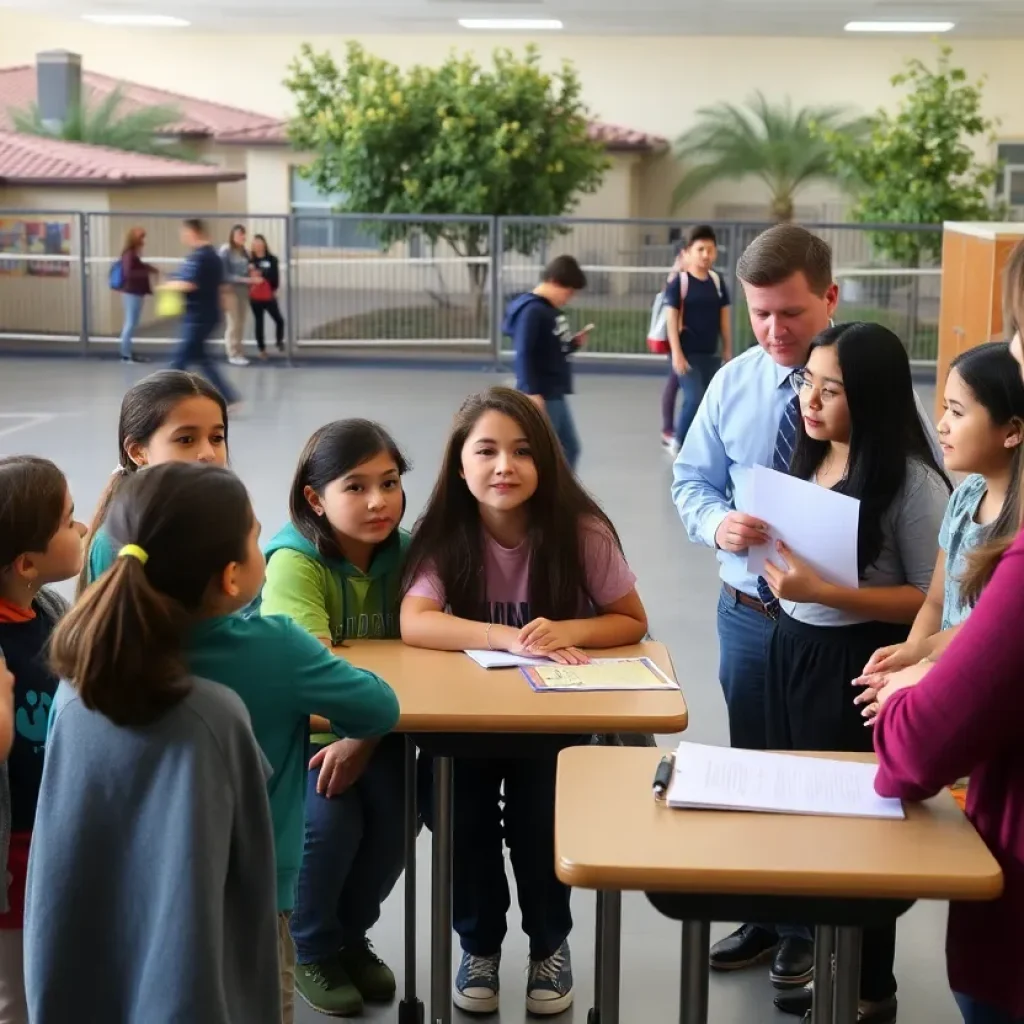 Students and teachers discussing proposed school calendar changes in Coronado.