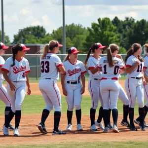 Coronado high school softball team playing on the field