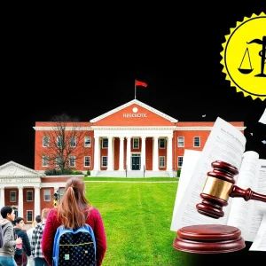 Illustration depicting the controversy surrounding the Department of Education closure.
