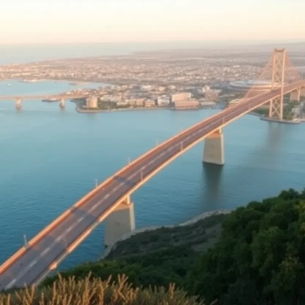 View of the San Diego-Coronado Bridge with greenery around it