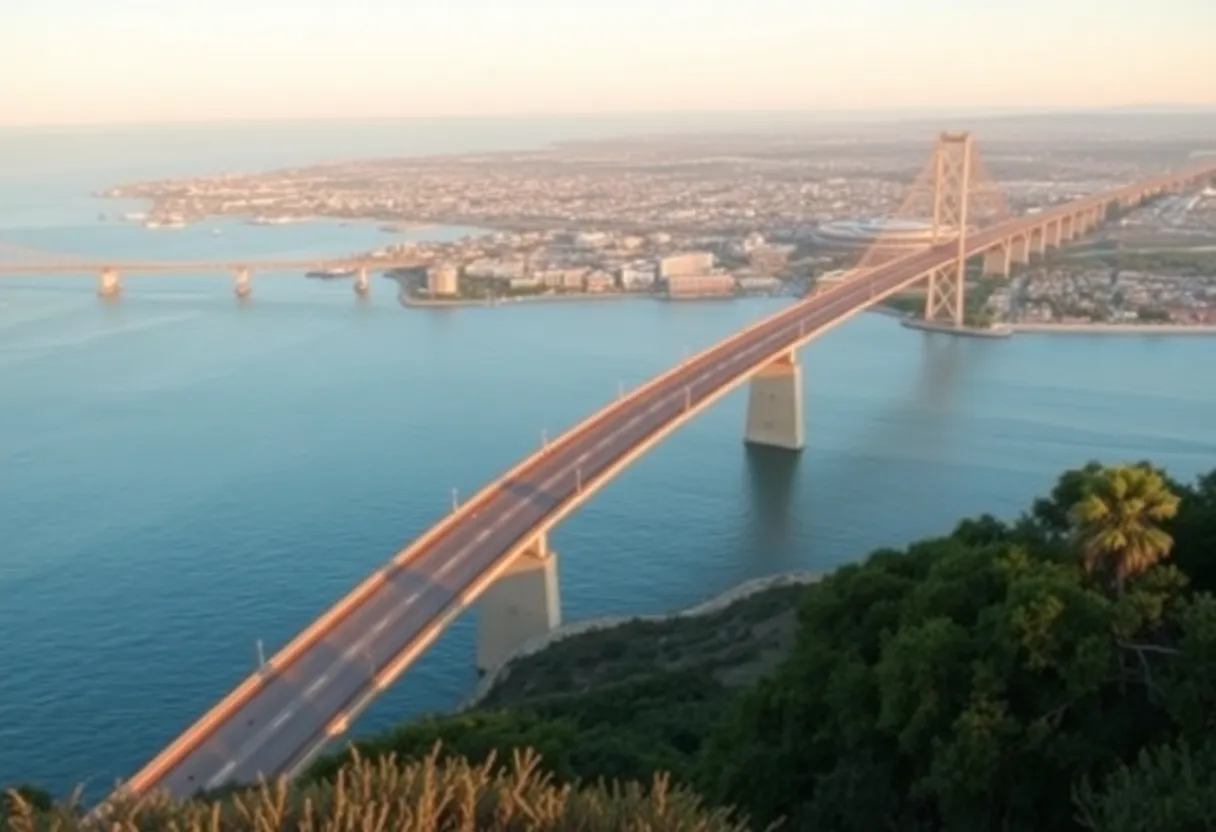 View of the San Diego-Coronado Bridge with greenery around it