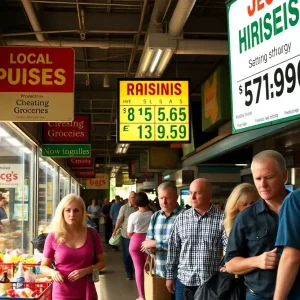 Local market scene in Southern California reflecting tariff impacts