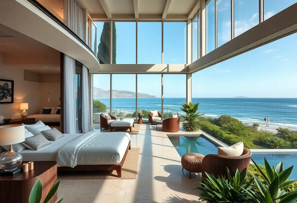 Exterior view of The Bower Coronado boutique hotel with ocean views