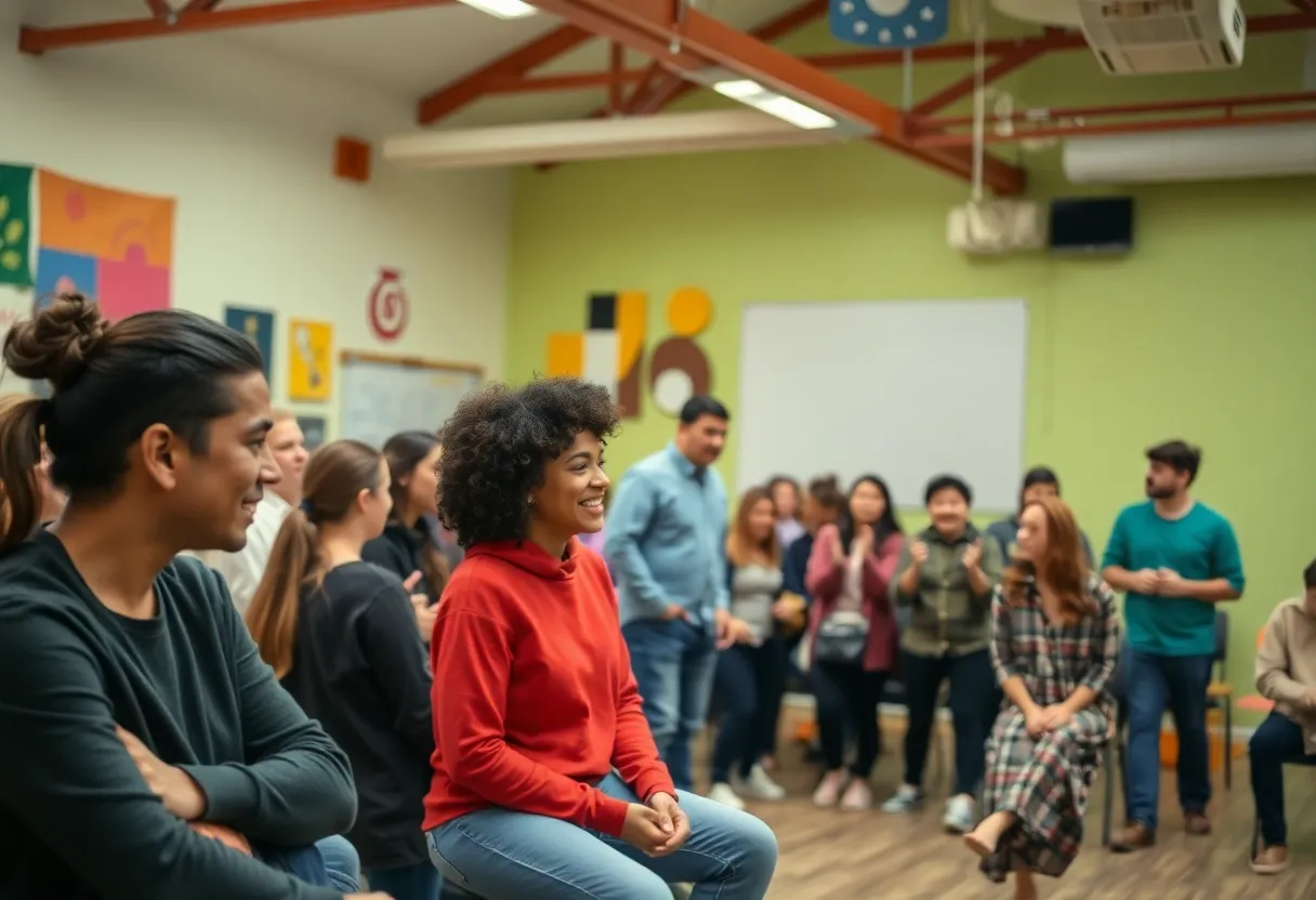 Residents of Coronado participating in acting workshops at the community center.