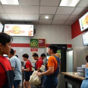 A fast food restaurant in California highlighting the effects of minimum wage law.