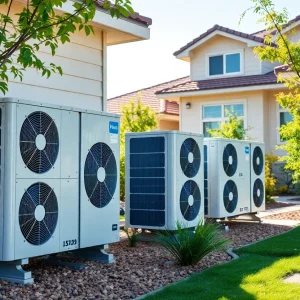 An installation of heat pumps in California homes