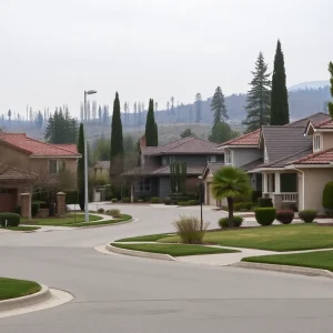 Neighborhood in California affected by wildfires, representing changes in home insurance rates.
