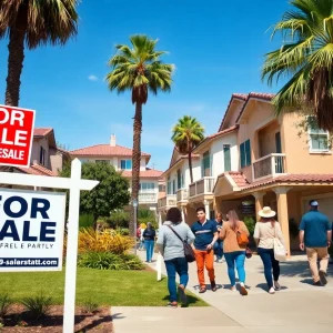 A lively neighborhood in California with homes for sale