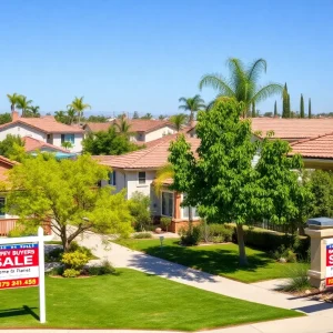 Sunny California neighborhood with single-family homes for sale