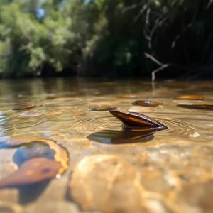 California waterway with wildlife striving to prevent golden mussel invasion