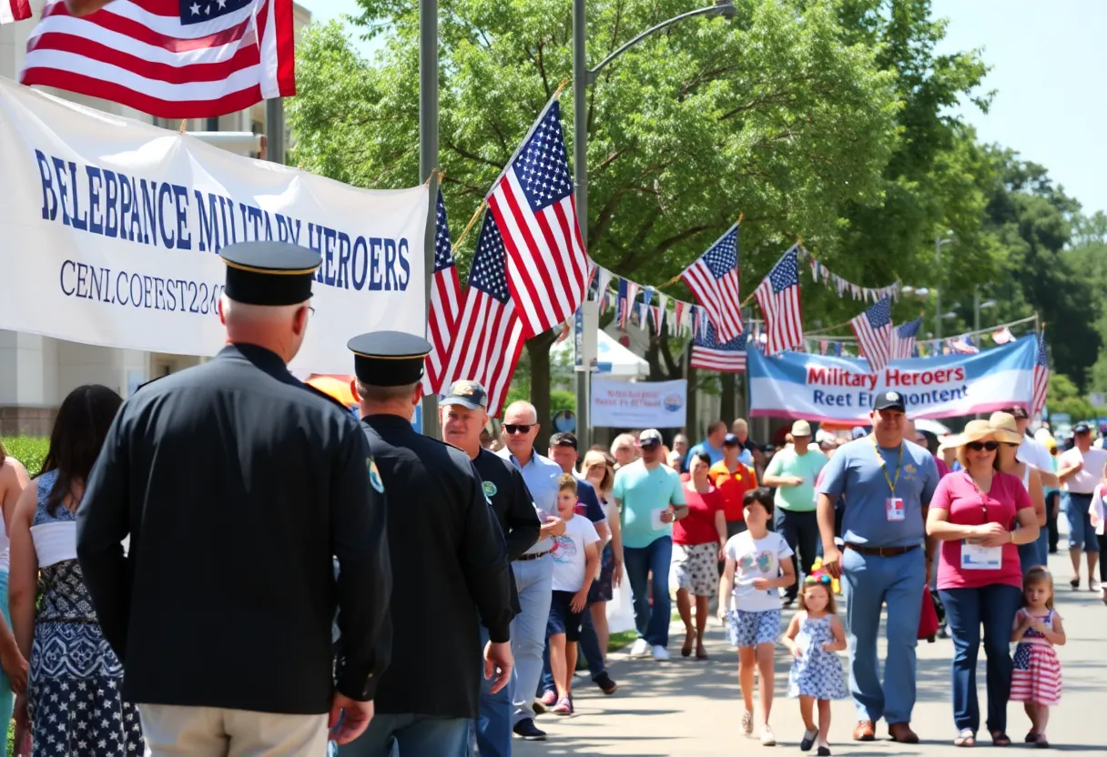Community event celebrating the Avenue of Heroes anniversary.