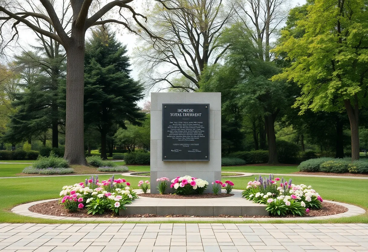 Plaque honoring women from the Vietnam War in a park setting