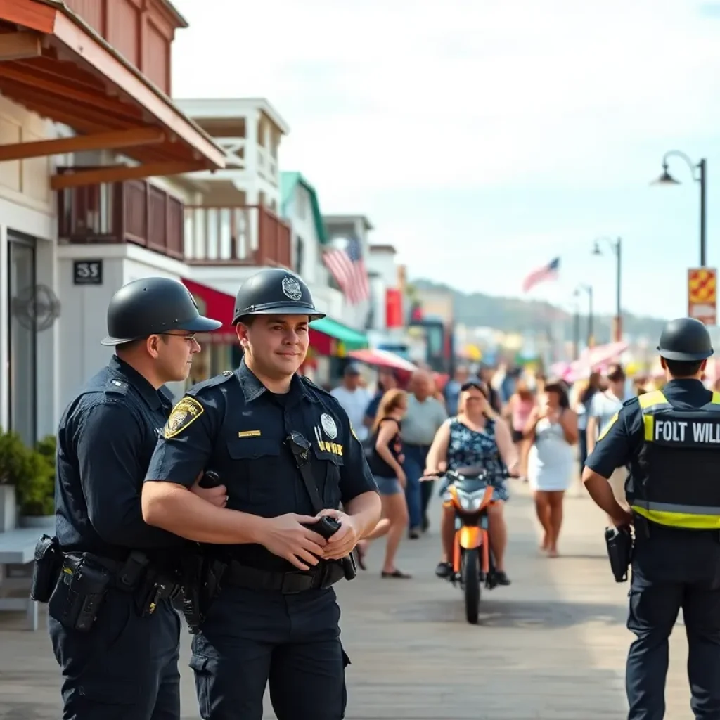 A vibrant view of Coronado Beach showcasing community life and safety awareness.
