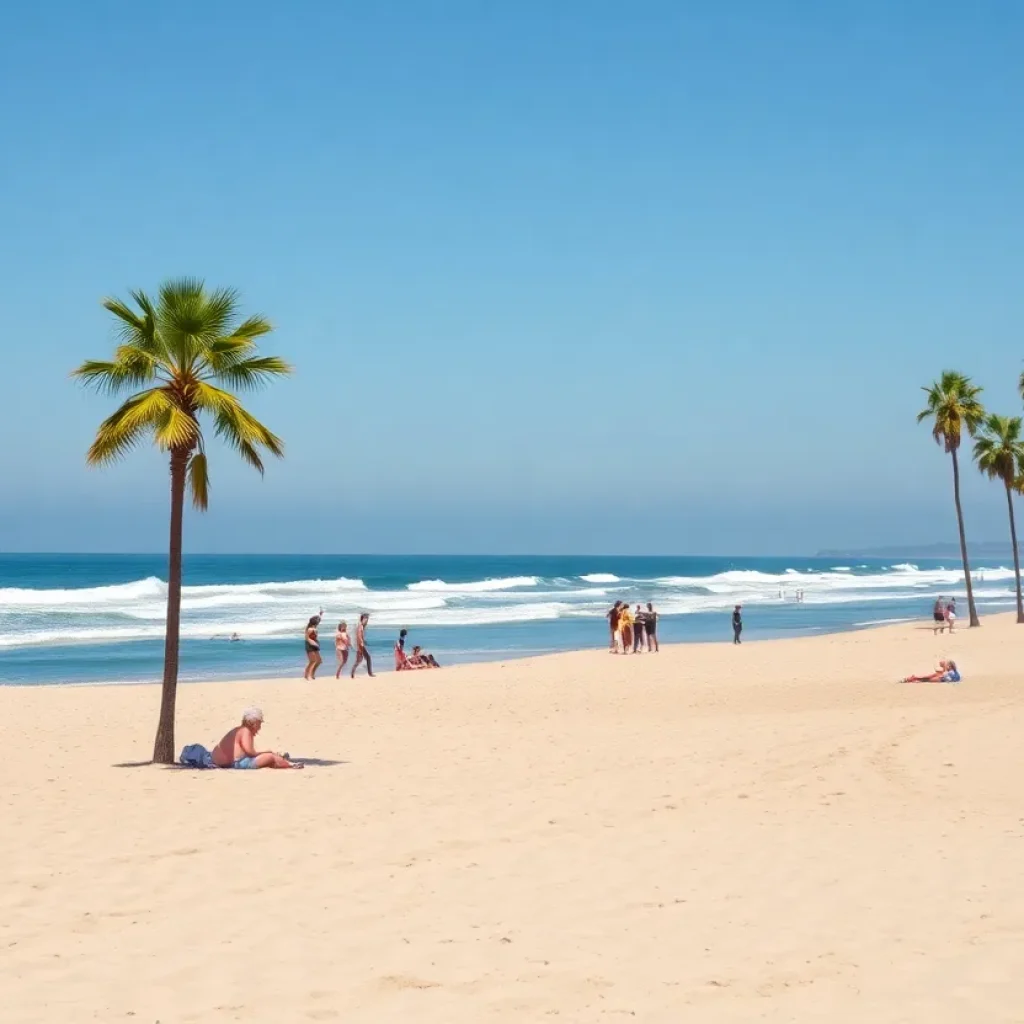 Crowd enjoying a sunny day at Coronado Beach