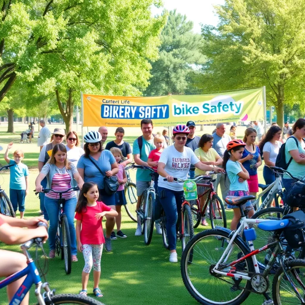 Families participating in a bike safety clinic in Coronado