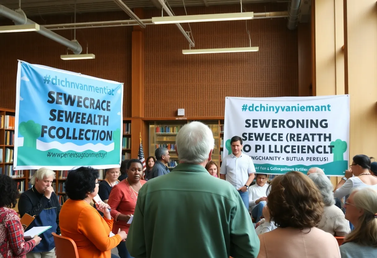 Residents discussing sewage crisis at community forum