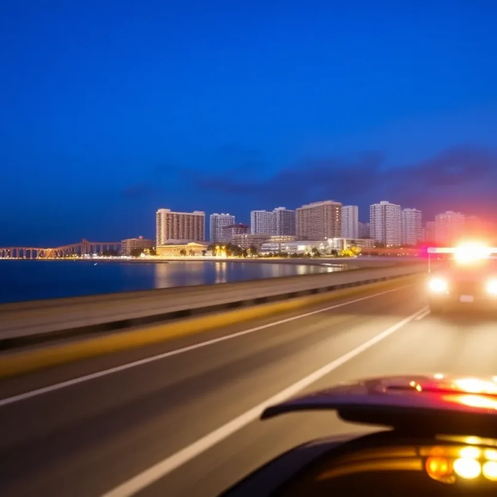 Police car in Coronado during a high-speed chase