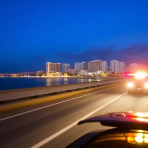 Police car in Coronado during a high-speed chase