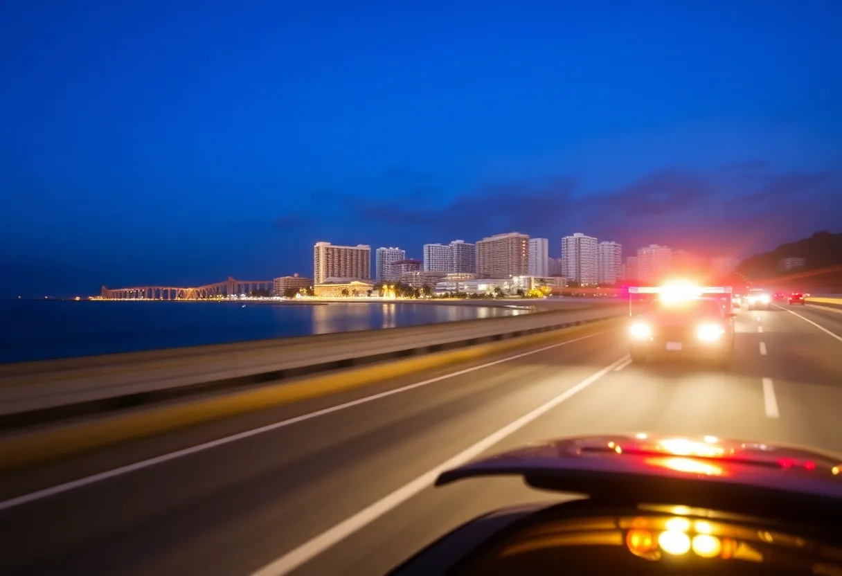 Police car in Coronado during a high-speed chase