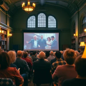 Audience enjoying a classic film in Coronado Public Library