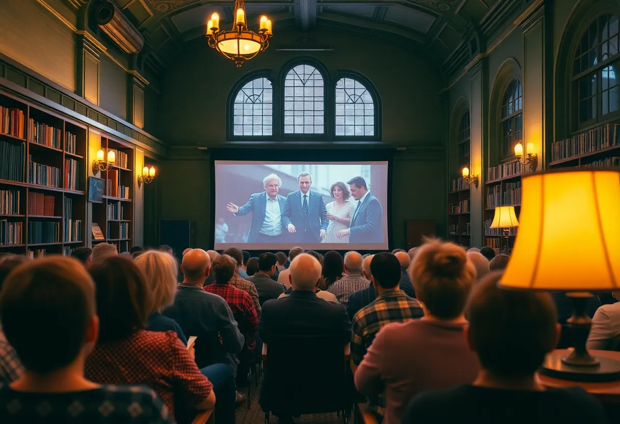 Audience enjoying a classic film in Coronado Public Library