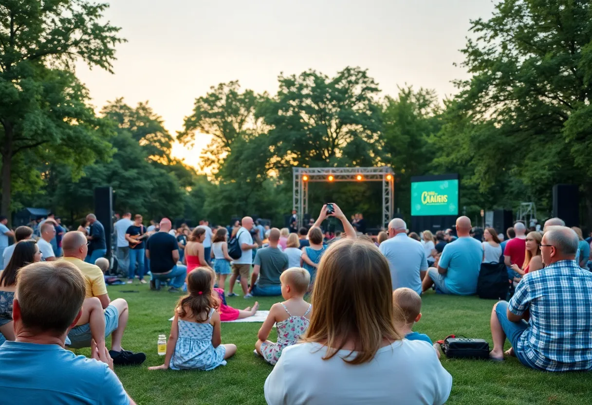 Families enjoying a summer concert in Coronado's Spreckels Park