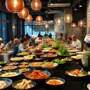 Diverse culinary dishes at a restaurant celebrating a chef's achievement.