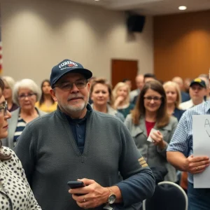 Community gathering in Del Mar discussing VA workforce cuts