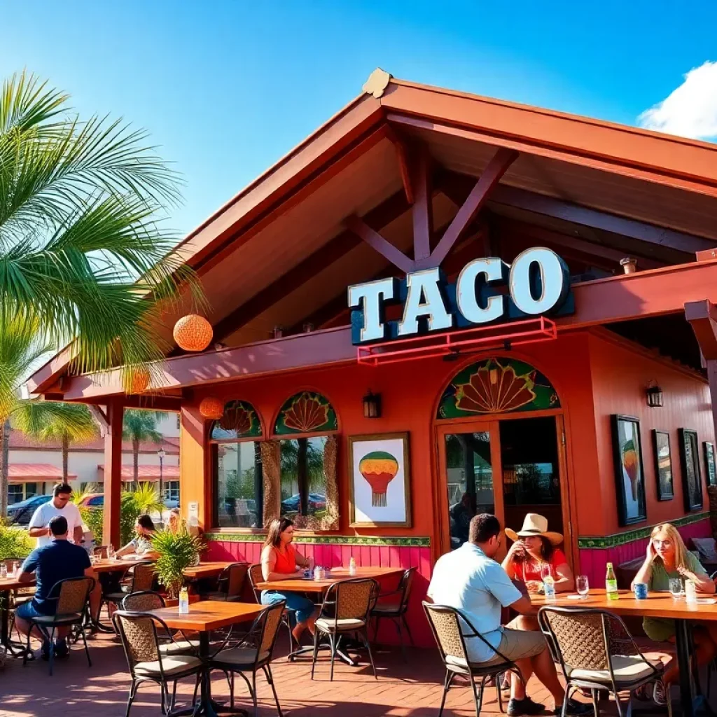 Outdoor patio of Habanero's Taco Shop at Shell Gas Station in Coronado
