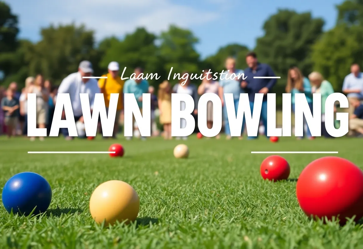 Community members participating in lawn bowling exhibit activity