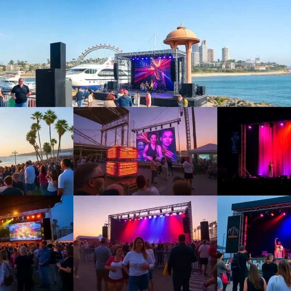 A collage showcasing various events in San Diego with sunny coastlines.