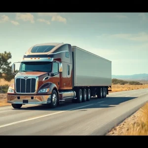 A self-driving big rig on a California highway