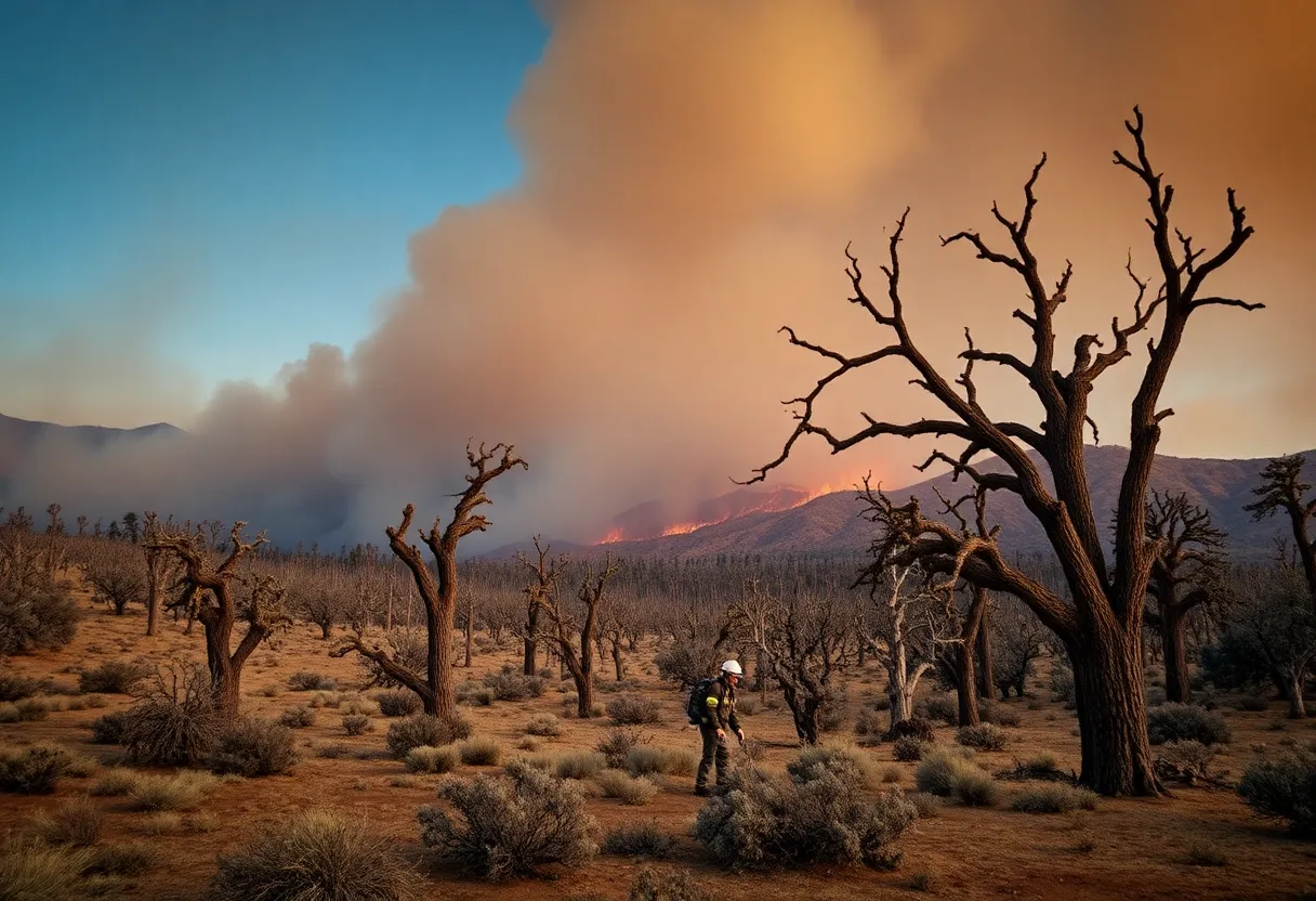 Firefighters combating the Silver Fire near the Ancient Bristlecone Pine Forest