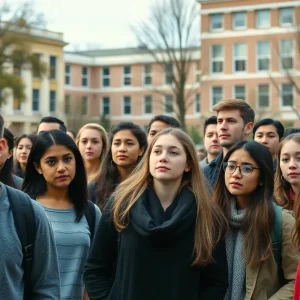 Group of university students expressing concern about their visa situations