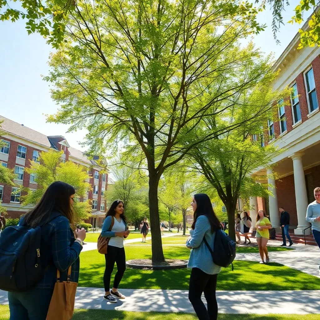 Students discussing on the University of San Diego campus