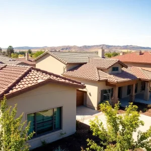 A view of wildfire-resistant homes in the Dixon Trails community, Escondido, California.