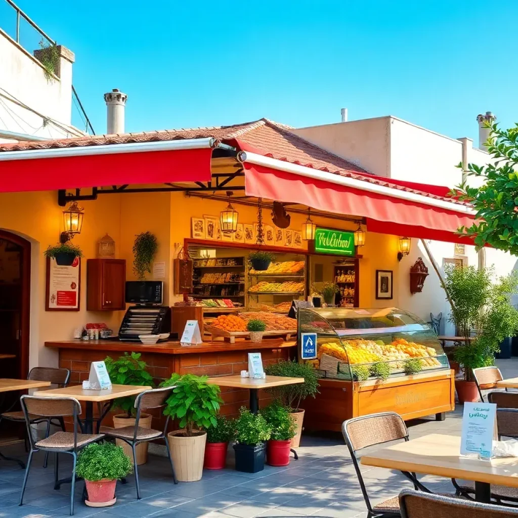 Outdoor seating at Aladdin Mediterranean Café