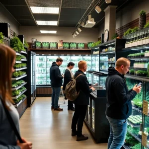Customers inside a cannabis dispensary in California