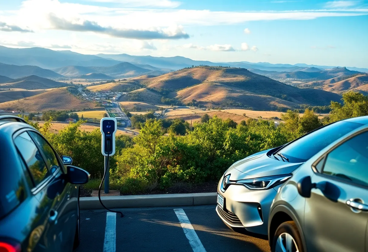Electric vehicles charging in California showcasing sustainable transportation.